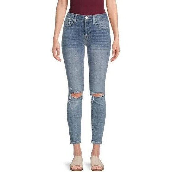 FRAME Denim Le Skinny de Jeanne Distressed Medium Wash Jeans Size 28 EUC!! - Picture 1 of 4
